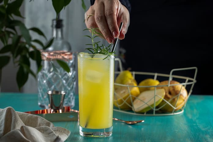 Pear & Thyme Collins cocktail